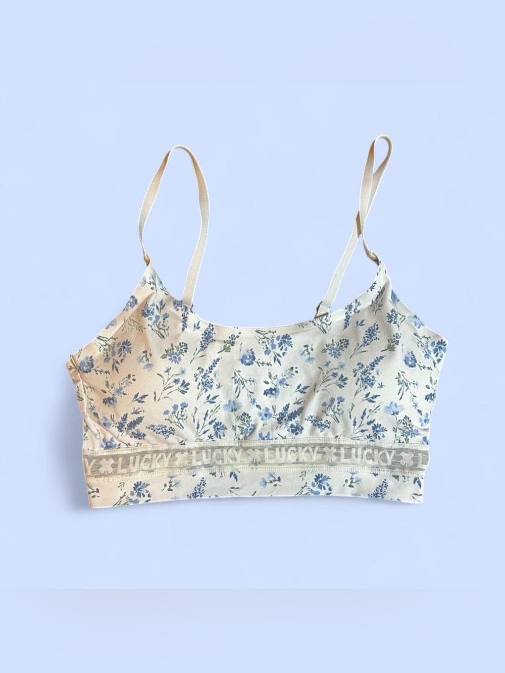 Lucky Brand Floral Bralette Size M White and Blue